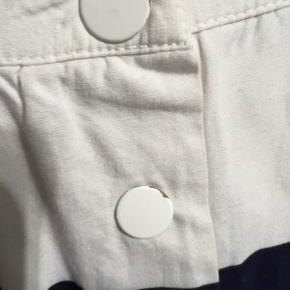 Vintage Jones New York Skirt Sz 12 Stripe Retro Buttons Midi Full Navy Cream - Picture 3 of 8